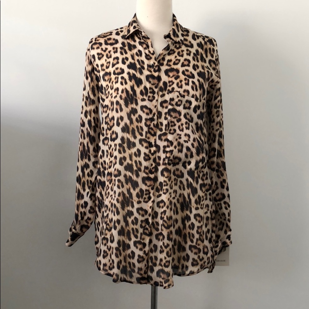 🚫SOLD Zara leopard print button down - Picture 1 of 8